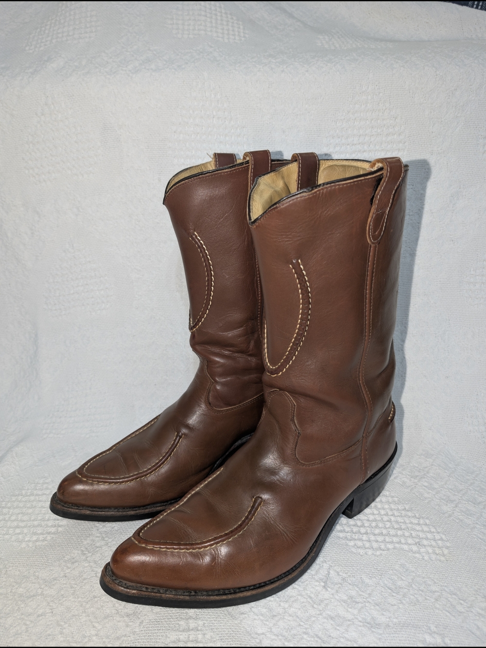 Vintage Double H Quality Boots Horseshoe Cowboy Work Boots 12 D Soft Toe , Brown